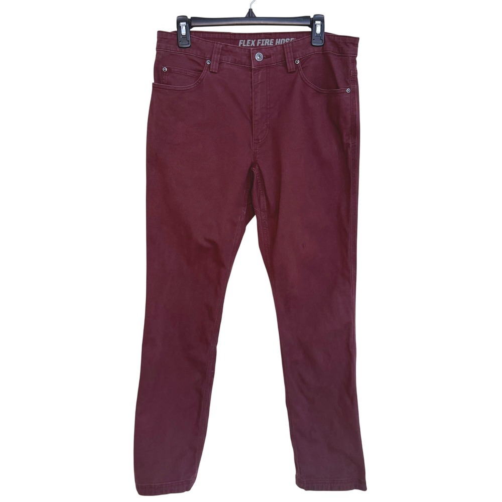 Flex Fire Hose Slim Fit Canvas Pants Burgundy Duluth Trading Co 34x32 Mens
